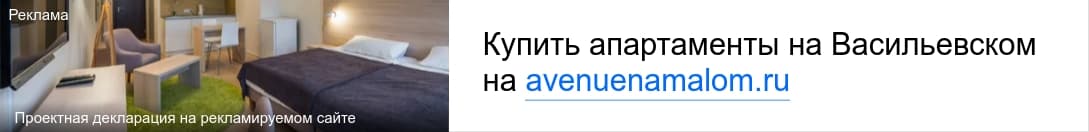 Изображение с рекламой апартаментов на Васильевском